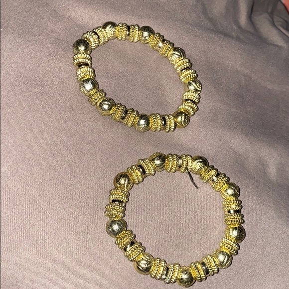 Vintage gold tone Beaded elastic bracelet - Picture 4 of 7